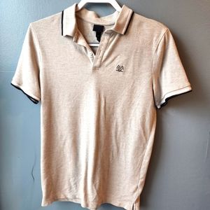 Mens Preppy Country Club Cream Beige Polo T-Shirt Size Small - Slim Fit